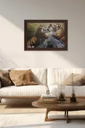 Buy Original Wildlife Oil Painting, Tigers, Clash, Wildlife, Framed, 30x20 Inch • 2,900£