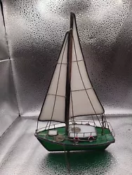 Buy Stained-glass Sailboat Hand-made Nautical Sculpture Decorative Sailing Art Piece • 41.34£