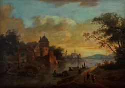 Buy Rheinlandschaft/River Landscape At Sunset, 18. Century (#14193) • 2,359.93£