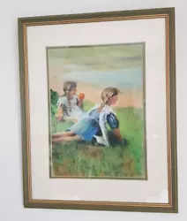 Buy Lovely Original Pastel Framed Picture Titled Girlfriends By P Fredericks • 15£