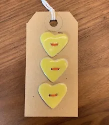 Buy Porcelain Heart Shaped Buttons Hand Made Gift Yellow • 8.99£