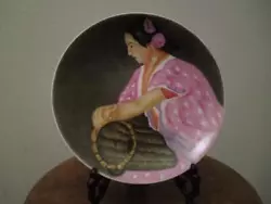Buy Art Painting Porcelain Plate Asian Woman With Basket Painted By Iris N. Wilkes • 30£