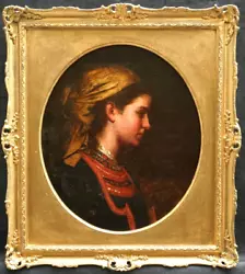 Buy FINE 19th Century PORTRAIT YOUNG LADY IN EASTERN DRESS ANTIQUE Oil Painting • 0.99£