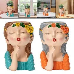 Buy Elegant Girl Face Flower Pot Succulent Vase Table Flowerpot Home Decor • 18.91£