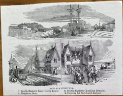 Buy Antique Print Reigate Junction 3 Views Dover Line, Brighton Line Reading  C1870 • 5£