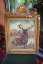 Buy Antique - Original Oil Painting Of A Stag - Painted On Metal - Rare & Unique • 11.50£