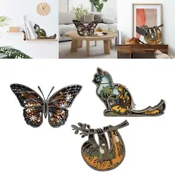 Buy Hollowed Wooden Statue Animals Figurines Wall Sculpture Collections Ornament • 11.65£