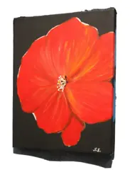 Buy Acrylic Painting On Canvas Red Hibiscus 12 X 12 • 9.92£