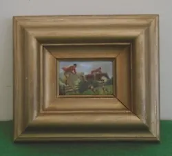 Buy Antique Painting On Porcelain Panel Miniature Fox Hunting Scene Horses & Hounds • 1.20£