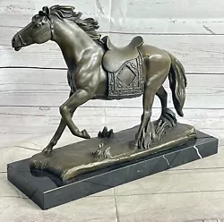 Buy Grand Galloping Stallion Bronze Sculpture On Marble Base Western Art Piece • 264.22£