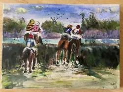 Buy Vintage Original Expressionist Painting Of Race Horses (1991) Signed. • 14£