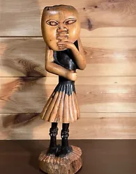 Buy Vintage African 37cm Tall Masked Dancer Hand Carved Wooden Sculpture • 120£