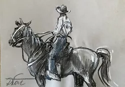 Buy Impressionism Pastel Painting Drawing Dorothy Laz Cowboy On Horseback • 29.09£