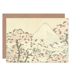 Buy Hokusai Fuji And Cherry Blossom Japanese Painting Fine Art Blank Greeting Card • 4.42£