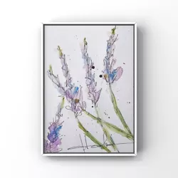 Buy Lavender Field Painting Lavender Art Watercolor Painting Wildflowers Wall Art • 20.72£