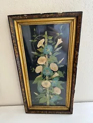 Buy Antique Painting Of Blue & White Flowers Growing Up Stake • 126.10£