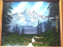 Buy MOUNTAIN PAINTING Oil On Canvas Board Signed AAA Is 16  X 20  Wood Frame • 38.44£