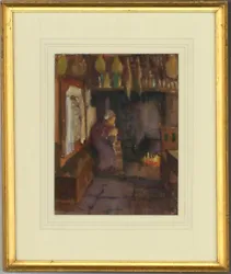 Buy Mary Freeman  - Late 19th Century Watercolour, Woman By The Hearth • 99£