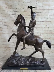 Buy Handmade Vintage Bronze Sculpture Statue Marble Base Scalp Frederic Remington NR • 828.92£