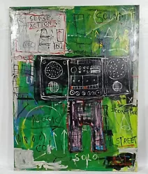 Buy JEAN-MICHEL BASQUIAT ACRYLIC ON CANVAS LARGE PAINTING 46  X 35  AMERICAN PAINTER • 553.43£