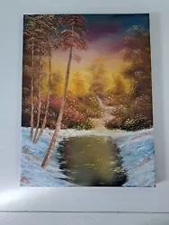 Buy Sunset Winter Snow  Landscape Mixed Media On Canvas Unframed 12x16in Signed  • 20£