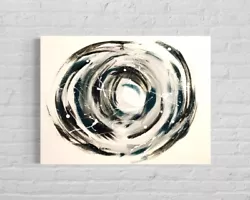 Buy Large Acrylic Original Abstract Painting Art Box Canvas Black White Swirl • 18£