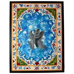 Buy Framed Original Abstract Hand Painted Acrylic Lady Portrait MiddleEastern Canvas • 89.99£