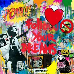 Buy Homage Banksy Follow U Dream 100x100 Acrylic Glass Loft/Print/Pop Art/XXL Picture • 171.58£