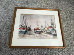Buy A.drai Signed & Framed Contemporary Watercolour Boats Seaside Bathroom  • 32.99£