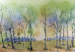 Buy Original Watercolour, 'Stand Of Trees', Dated 1994, Artist Unknown • 35£