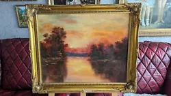 Buy Superb Vivid Colours Sunset Oil Painting By Golebiewski 2005 Gilt Framed  • 80£