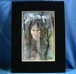 Buy Beautiful Watercolor   Portrait Of A Woman  , Signed V. Faivre And Dated April (19)78 • 85.43£