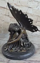 Buy Art Deco Detailed Handcrafted Guardian Angel Resting Bronze Sculpture Gift Art • 330.98£