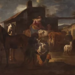 Buy Antique Painting Art Oil On Canvas Genre Scene Farrier Workshop 17th Century • 8,150£