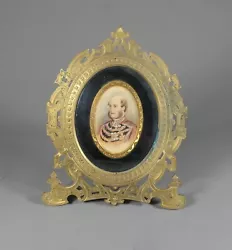 Buy Antique Portrait Miniature Of A Nobleman In Military Uniform In Gilt Easel Frame • 149£