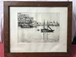Buy Lawrence Dunn (1909-2006) Drawing Harbour Boats Scene - Ships • 77.70£