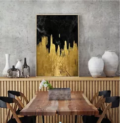 Buy Canvas Abstract Gold Foil Decorative Painting 36in Hand-painted Unframed • 21.51£