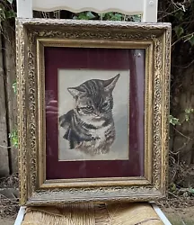 Buy Lovely Antique Early 20th Century Oil Painting Cat Portrait Original Frame • 150£