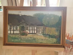 Buy Oil Painting, Antique From Denmark, Signed, 57x38, Farmhouse Farm  • 33.40£
