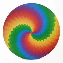 Buy Stan Slutsky  Spiral Rainbow  | Original Painting On Wood 29  Diameter | Op Art • 2,067.17£