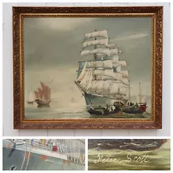 Buy (XL) Original Peter J Scott Maritime Oil Painting: Late 20th-Century • 145£
