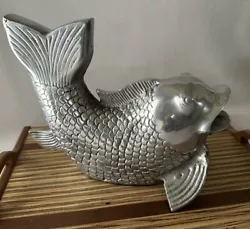 Buy Vintage Aluminum Fish Sculpture Figurine Silver-tone Decorative Large • 57.87£