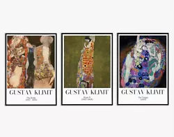 Buy Gustav Klimt Set Of 3 Painting Living Room Print Poster Picture Portrait Gift UK • 199£