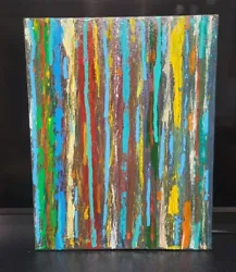 Buy Abstract Painting On Canvas Vertical Lines Multicolor 20×16 Vintage Canvas • 276.39£