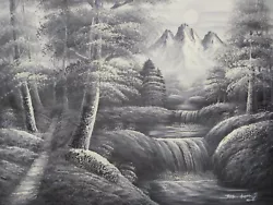 Buy Forest Woods Trees Mountains Large Oil Painting Canvas Black White Landscape Art • 24.95£
