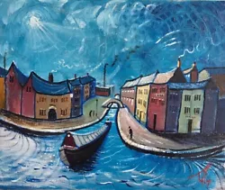 Buy Original Painting Pete Tuffrey Northern Art Canal Industrial Lowry • 55£