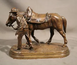 Buy Man With Horse Antique 19th Century Animal Bronze Isidore Bonheur   • 4,331.22£