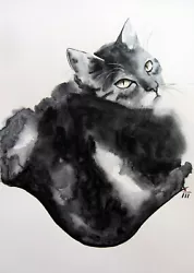 Buy Original Watercolor Painting,markers Drawing,animals,art,cat • 10£