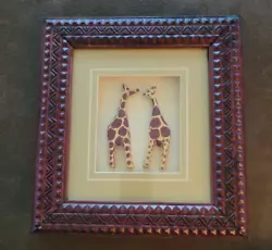 Buy Giraffes Artwork Shadowbox Africa Safari Hand Carved Wooden Framed • 19.01£