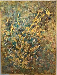 Buy Painting Acrylic And Oil On Canvas- Abstract   Bouquet 02   Gold - 24k- Flowers  • 180£